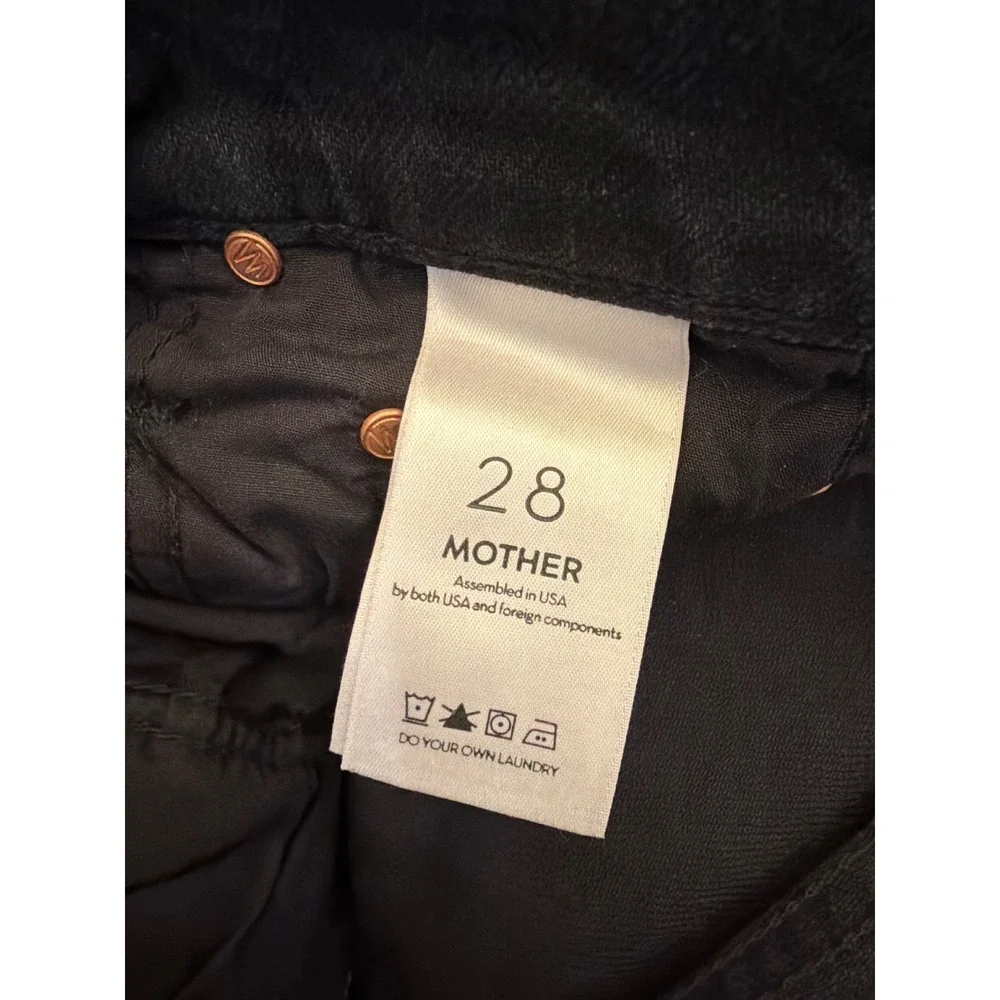 Mother Superior High Waisted Rider Skimp Jeans Whos Sorry Now Black Straight Leg